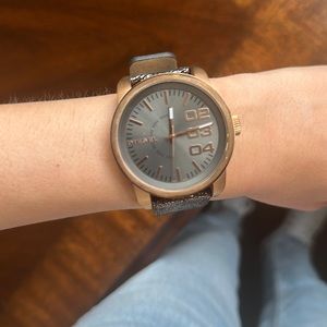 Diesel rose gold and leather band watch